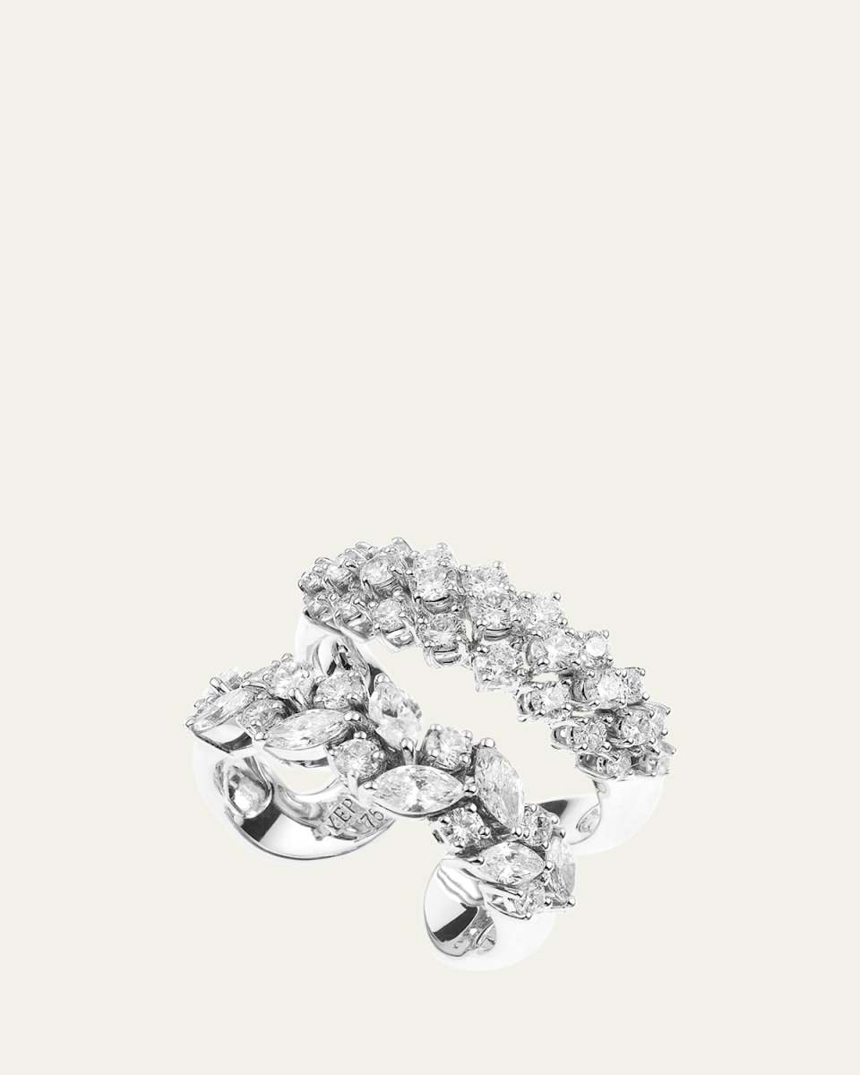 18K White Gold Round and Marquise Diamond Ring